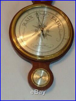 Vintage Solid Mahogany Airguide Banjo Shape Barometer Thermometer Weather