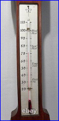 Vintage Swift & Anderson Boston MA Mahogany Wall Barometer Thermometer Weather