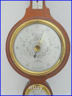 Vintage Swift & Anderson Boston Mass Mahogany English Wall Barometer Thermometer
