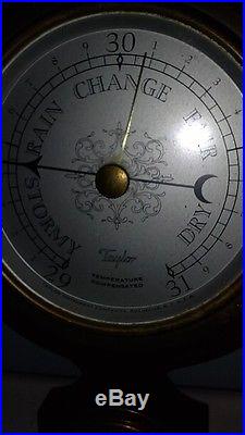 Vintage TAYLOR BAROMETER THERMOMETER SOLID MAHOGANY BEAUTIFUL CONDITION