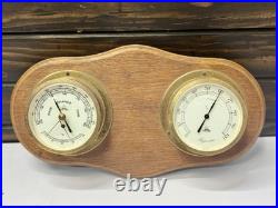 Vintage Viking Barometer German Brass Wood Maritime Rain Change Fair Weather