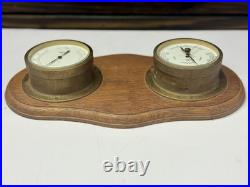 Vintage Viking Barometer German Brass Wood Maritime Rain Change Fair Weather