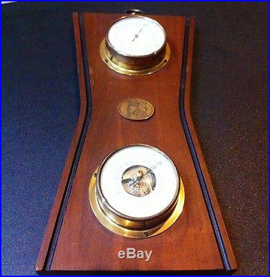 Vintage Wall hang wood brass Barometer-Temperature Barigo Jenstons Bull