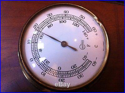 Vintage Wall hang wood brass Barometer-Temperature Barigo Jenstons Bull