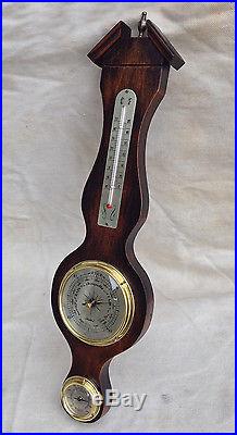 Vintage Weather Station Ebonized wood Thermometer, Barometer and Humidity