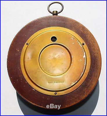 Vintage Western Germany Barometer Weather Station Wood Brass Porcelain Dial