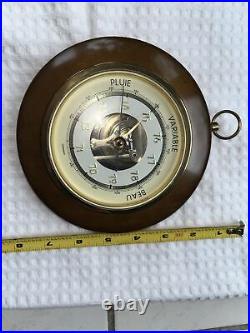 Vintage Wood Brass Germany Ships Boat Yacht Marine Weather Barometer Rare HTF