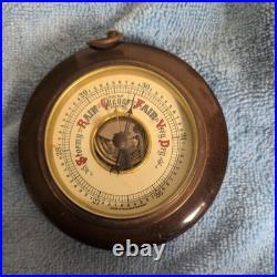 Vintage Wood Brass Germany Weather Barometer