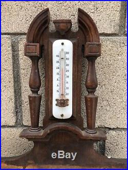 Vintage Wood Carved French Louis Jourdan Barometer Paris 25.5 Tall