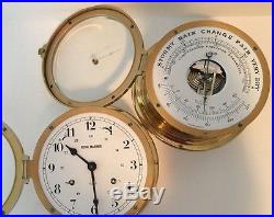 Vintage brass SCHATZ Royal Mariner Clock and Barometer made in Germany