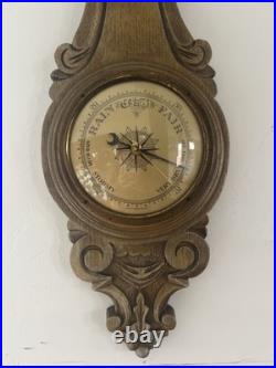 Vintage french Wood Barometer & Thermometer