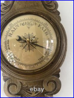 Vintage french Wood Barometer & Thermometer