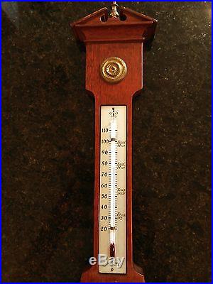 Vintage mahogany wall weather station Smith Instruments of Boston, early-1900s