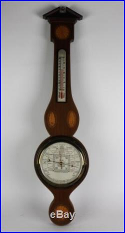 Vtg Short Mason Stormguide Banjo Barometer Thermometer 34 Weather Instrument NR