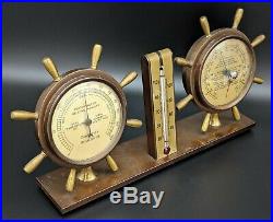 Vtg. Swift & Anderson Boston MA Ships Wheel Hygrometer Bronzed Weather Station