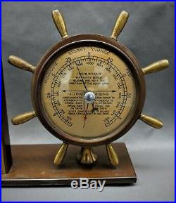 Vtg. Swift & Anderson Boston MA Ships Wheel Hygrometer Bronzed Weather Station