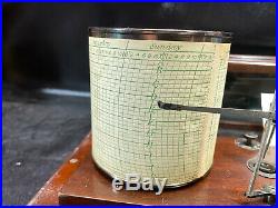 Vtg Taylor Cyclo-Stormograph Barograph Recording Barometer Wood Glass