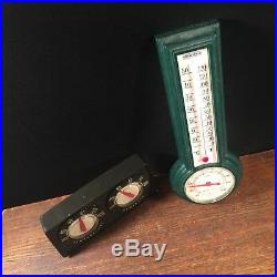 Vtg Thermometer Barometer Lot (2) Humidity USA Temperature Plastic PRIORITY MAIL