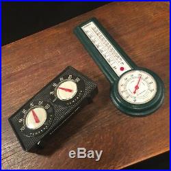 Vtg Thermometer Barometer Lot (2) Humidity USA Temperature Plastic PRIORITY MAIL
