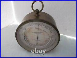 Vtg antique Harrison Surveying Aneroid Compensated Brass leather case barometer