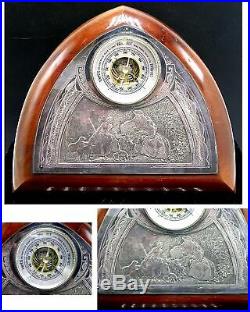 WOOD CASE FRENCH BAROMETER Made in GERMANY PLAISIRS CHAMPETRES FARM SCENE Face