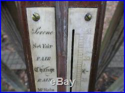 W. Ure Glasgow 1820's Antique Brass Bone & Wood Marine Stick Barometer Weather