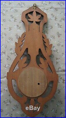 Weather station Barometer thermometer in carved wood and beveled glass Art Deco