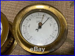Weems & Plath Vintage Marine Brass Barometer And Clock Made In Germany