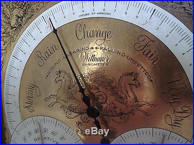 Wittnauer Artistic Embossed Metal Tabletop Antique Weather Station Barometer +