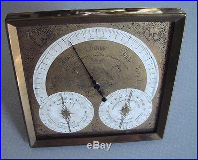 Wittnauer Artistic Embossed Metal Tabletop Antique Weather Station Barometer +