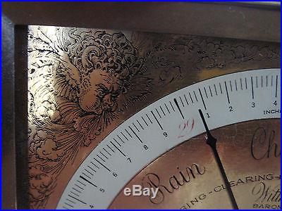 Wittnauer Artistic Embossed Metal Tabletop Antique Weather Station Barometer +