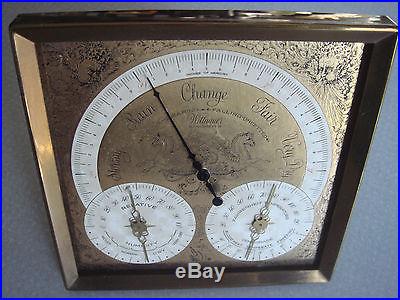 Wittnauer Artistic Embossed Metal Tabletop Antique Weather Station Barometer +