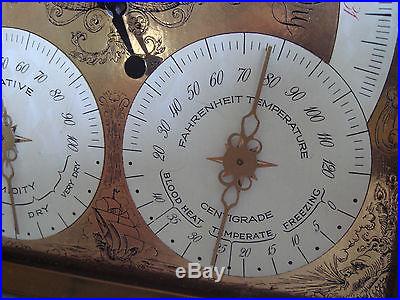 Wittnauer Artistic Embossed Metal Tabletop Antique Weather Station Barometer +