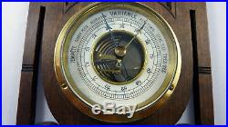 Wonderful Antique French Weather Station Barometer Thermometer Hand Carved Wood