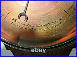 Wonderful Victorian 31 Oak Thermometer And Barometer Combination-Brass Dial