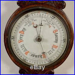 Wood Barometer Carved Wood Ceramic Decorations End of 1800 Early 1900