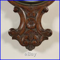 Wood Barometer Carved Wood Ceramic Decorations End of 1800 Early 1900