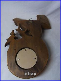 Wood Grouse Barometer Black Forest Carved Wood Vintage German #R
