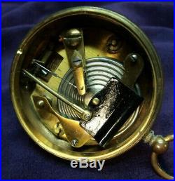 WorkingEarly 20th Century English2 Gilded Brass Pocket Watch Style Barometer
