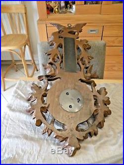 XL superb wooden barometer carved black forest